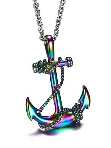 Multi Color Anchor Shaped Stainless Steel Pendant