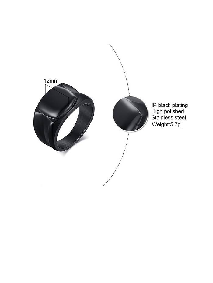 Titanium 12mm Men's Black Ring