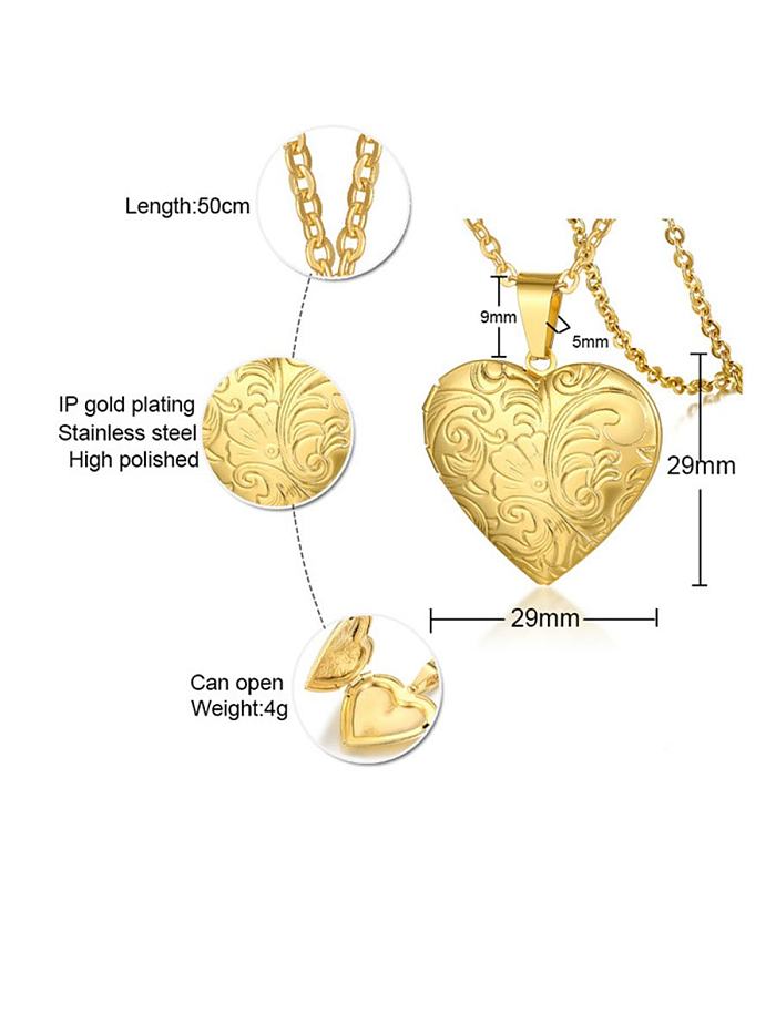 الفولاذ المقاوم للصدأ مع قلادات القلب بسيطة مطلية بالذهب