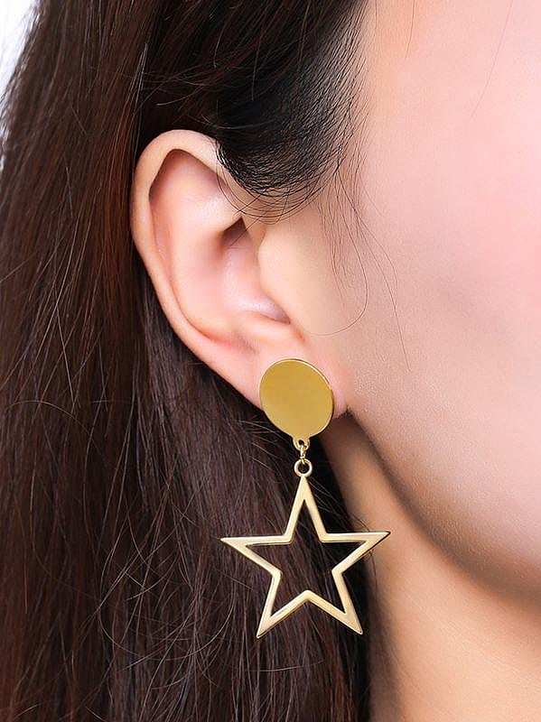 Elegant Gold Plated Star Shaped Titanium Drop Earrings