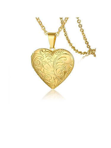 Colares de coração simplistas banhados a ouro com aço inoxidável