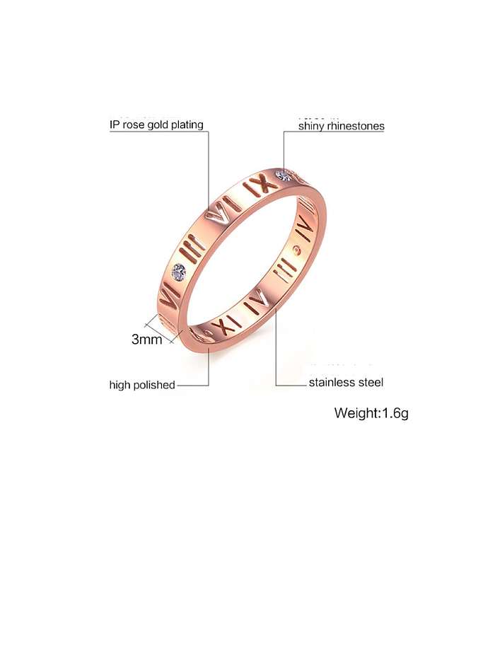 Stainless Steel With Gold Plated Simplistic Hollow Roman Numerals Band Rings