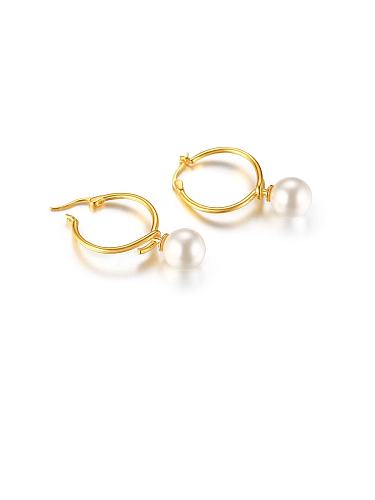 Stainless Steel With Gold Plated Simplistic Round Clip On Earrings
