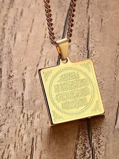 Exquisite Gold Plated Square Shaped Titanium Pendant