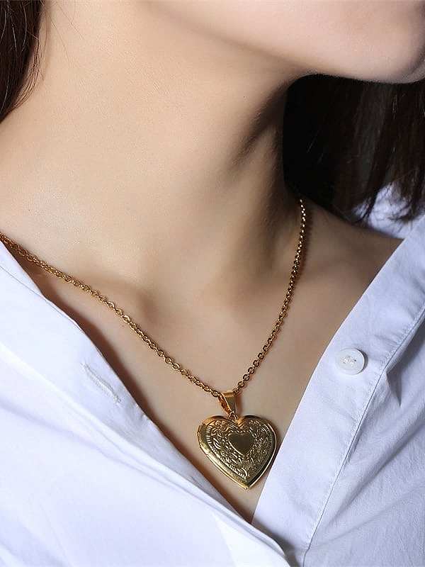 Edelstahl mit vergoldeten schlichten Muster-Herz-Halsketten