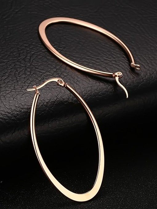 Exquisite Rose Gold Plated High Polished Titanium Drop Earrings