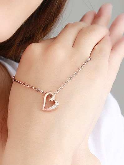 Elegant Rose Gold Plated Heart Shaped Zircon Pendant