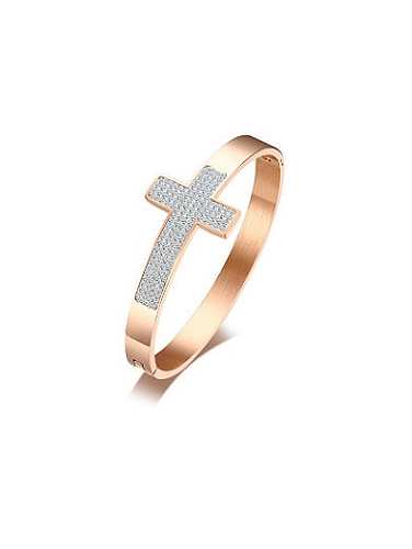 Bracelet en strass en forme de croix plaqué or rose exquis