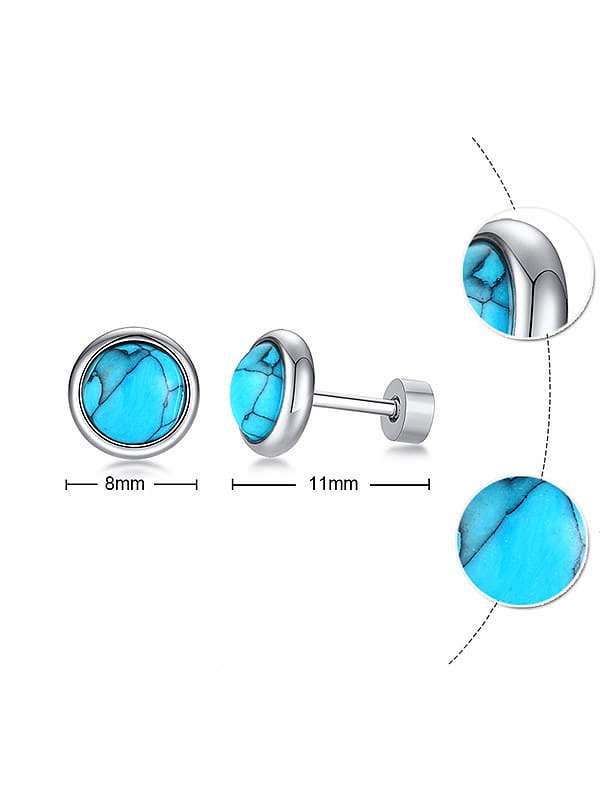 316L Surgical Steel Turquoise Round Vintage Stud Earring