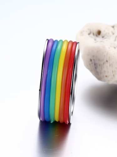 Multi-color Geometric Shaped Glue Stainless Steel Ring