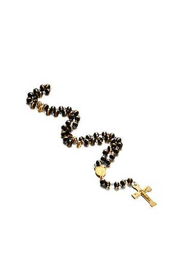 Cadena suéter en forma de cruz de silicona chapada en oro estilo religión