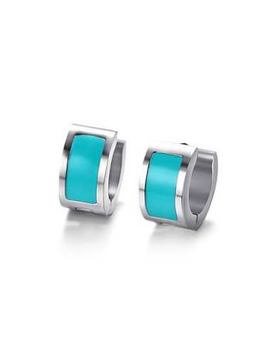 Fashionable Blue Geometric Shaped Glue Clip Earrings