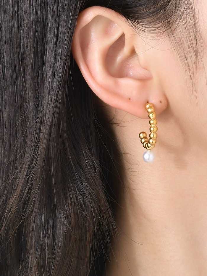 Boucle d'oreille minimaliste géométrique perle en acier inoxydable