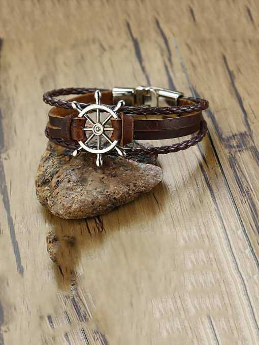Stainless Steel With White Gold Plated Simplistic Hollow Rudder Bracelets