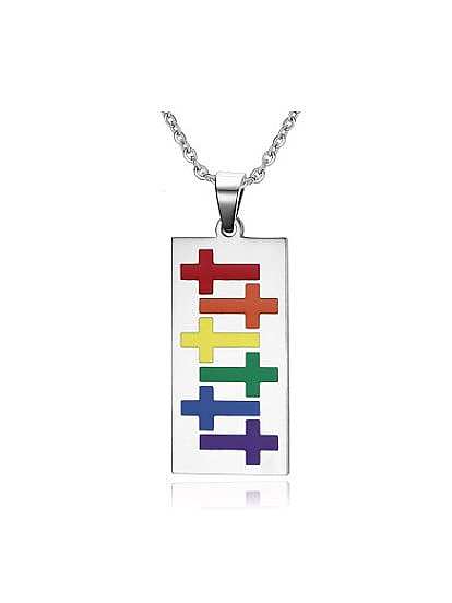 Fashionable Square Shaped Glue Stainless Steel Pendant