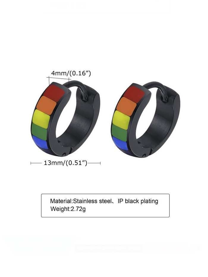 Boucle d'oreille minimaliste géométrique en émail multicolore en acier inoxydable (une seule)