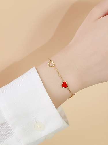 Titanium Steel Enamel Heart Minimalist Link Bracelet