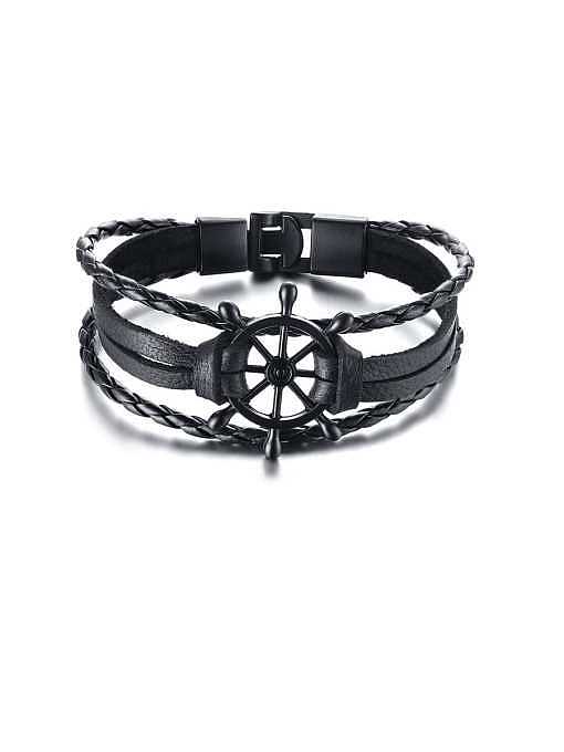 Stainless Steel With White Gold Plated Simplistic Hollow Rudder Bracelets