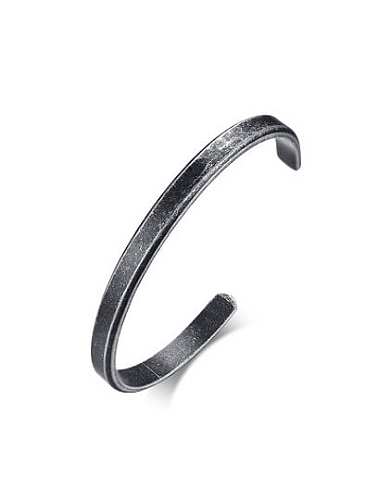 Vintage Open Design Gray Stainless Steel Bangle