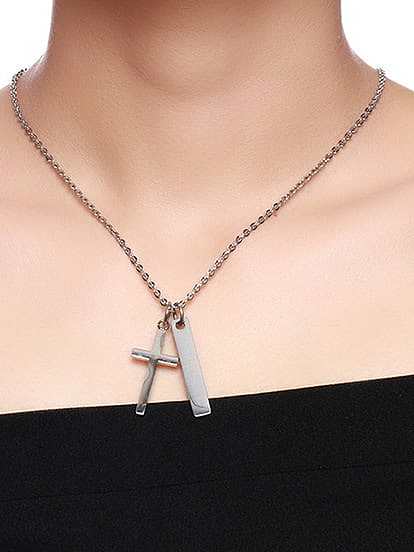 Titanium Steel Smooth Cross Vintage Regligious Necklace