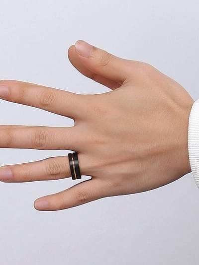 Delicate Double Color Geometric Shaped Tungsten Ring