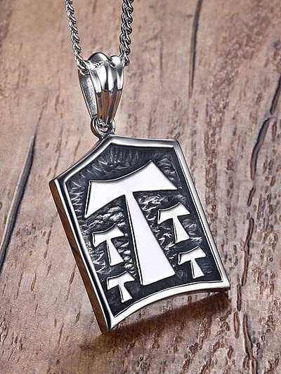 Fashionable Black Gun Plated Letter T Shaped Titanium Pendant