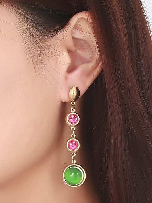 High Quality Green Round Shaped Opal Drop Earrings
