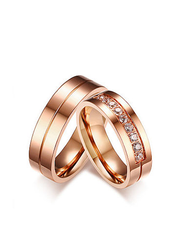 Exquisito anillo de circón AAA chapado en oro rosa para parejas