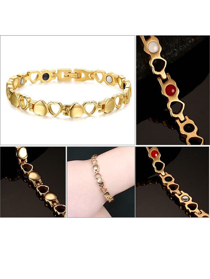Stainless Steel With Gun Plated Simplistic Hollow Heart Bracelets