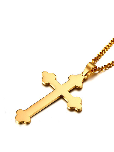 All-match Gold Plated Cross Shaped Titanium Pendant
