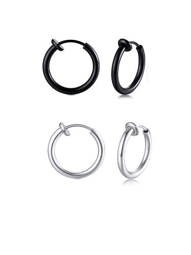 Acier Chirurgical 316L Avec Boucles D'oreilles Créoles Rondes Simplistes Lisses