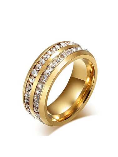 خاتم رائع أحجار الراين مطلي بالذهب على شكل هندسي