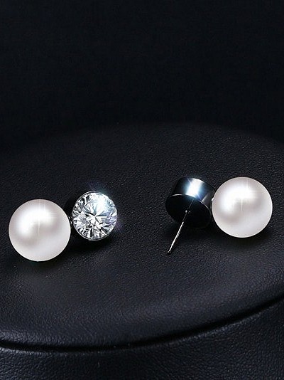 Elegante schwarze Gun Plated künstliche Perlen-Strass-Tropfen-Ohrringe
