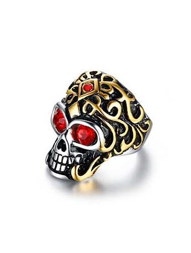 Punk Style Skull Shaped Rhinestone Titanium Ring