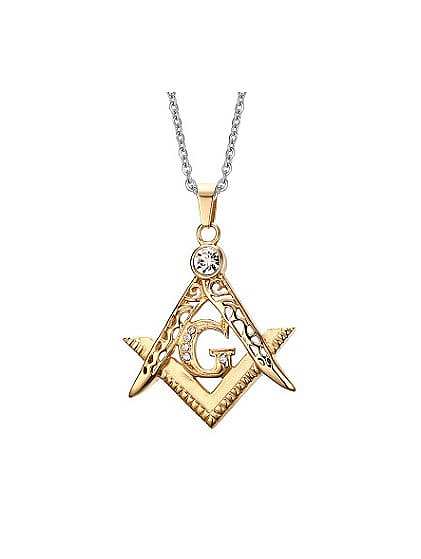 Exquisite Gold Plated Geometric Shaped Rhinestone Titanium Pendant