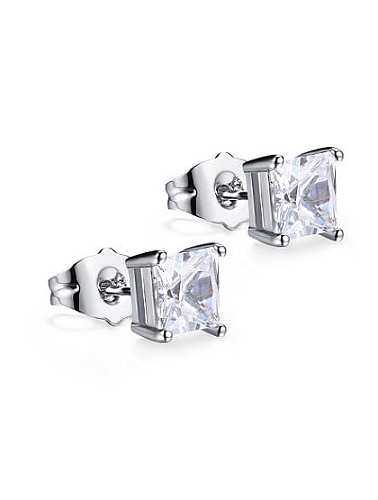 Exquisite Square Shaped AAA Zircon Copper Stud Earrings