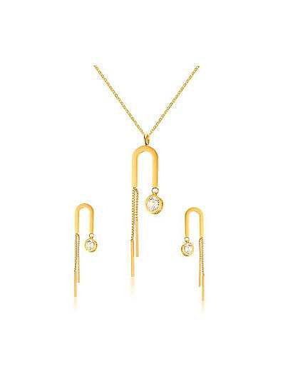 Conjunto de joias elegantes de duas peças com borla de zircônia folheadas a ouro