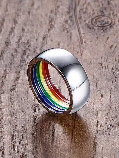 Personality Multi Color Geometric Shaped Enamel Ring