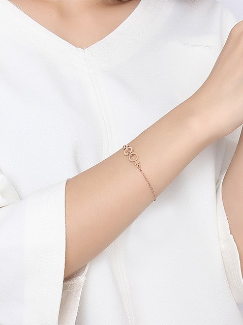 All-match Geometric Shaped Rose Gold Plated Titanium Bracelet