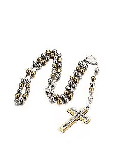 Delicate Double Color Design Cross Shaped Titanium Sweater Chain