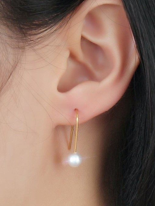 Pendants d'oreilles en perles artificielles plaquées or Temperament