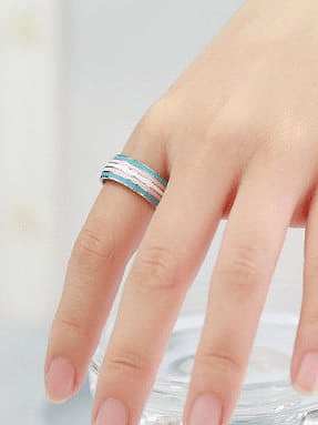 Titanium Steel Enamel Round Minimalist Band Ring