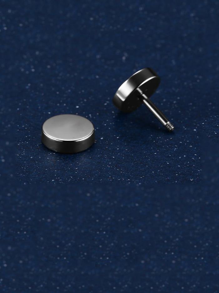 Pendiente de botón minimalista redondo de acero de titanio