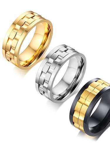 Anéis giratórios masculinos de titânio com personalidade banhados a ouro