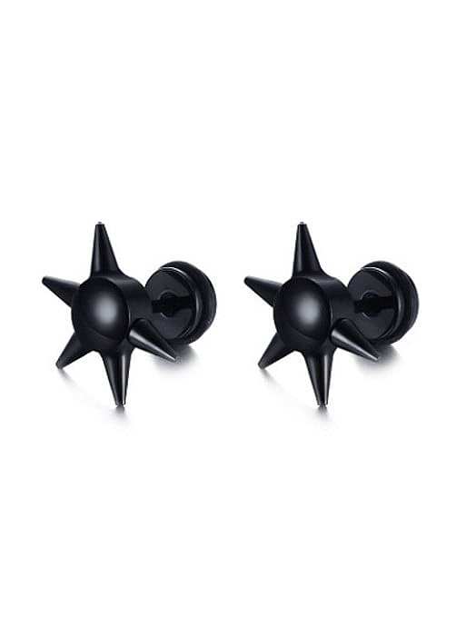 Personality Black Gun Plated Titanium Stud Earrings