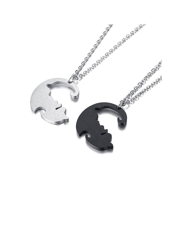 Edelstahl mit niedlichen schwarzen und weißen Welpenpaar-Halsketten