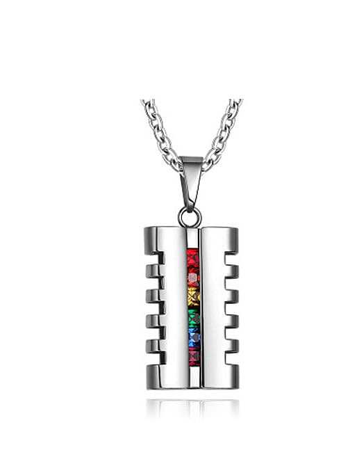 Exquisite Colorful Square Shaped Rhinestone Titanium Pendant