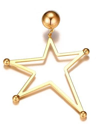 Fresh Gold Plated Star Shaped Asymmetry Drop Earrings