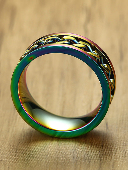 Multi-color Plated Geometric Shaped Titanium Men Ring