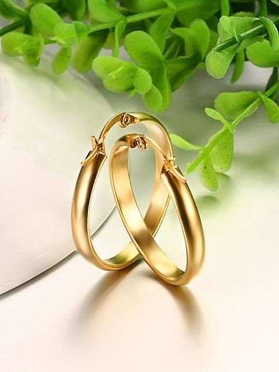 Fashionable Geometric Shaped Gold Plated Titanium Drop Earrings